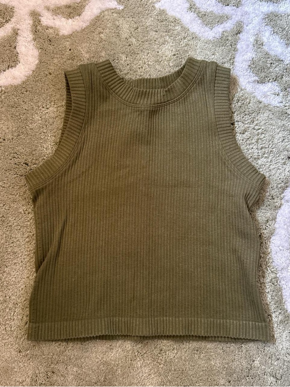 Aura Olive Ribbed Sleeveless Knit Top - Women